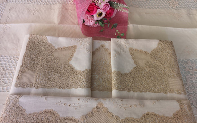 Charming sheet in pure linen Cantù embroidery by hand - Linen - AFTER 2000