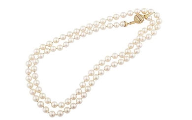 Chaumet | A cultured pearl and diamond necklace, 1984