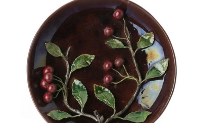 Cherries plate by Rafael Bordalo Pinheiro