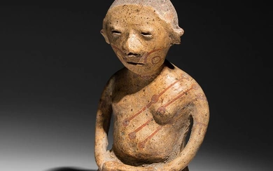 Chinesco Nayarit Mexico Terracotta Seated Female Figure. 100 BC - 250 AD. 22.2 cm. H. Intact. TL test. Published.