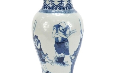 Chinese blue and white porcelain baluster vase hand painted ...