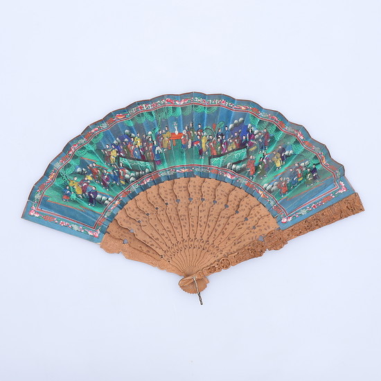 Chinese "thousand faces" fan, 19th Century.