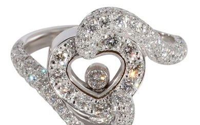 Chopard Happy Diamond Heart Ring in 18k White Gold 0.86 CTW