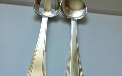 " Christofle " - Christofle - "Luc Lanel" vegetable cutlery service (2) - Art Deco - Silverplate