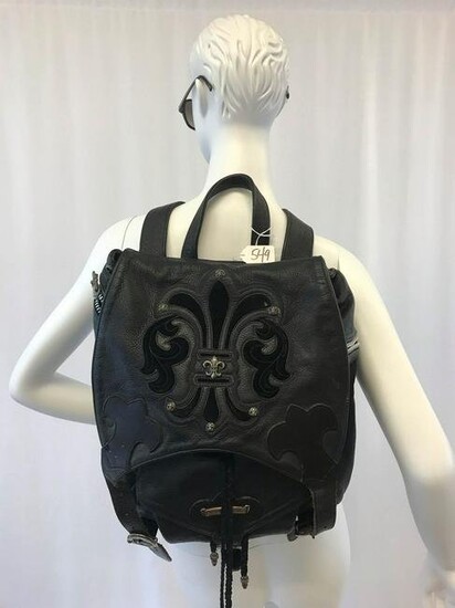 Chrome Hearts Black Leather Backpack