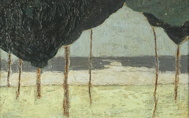 Coastal scene, oil onto board, bearing an indistinct