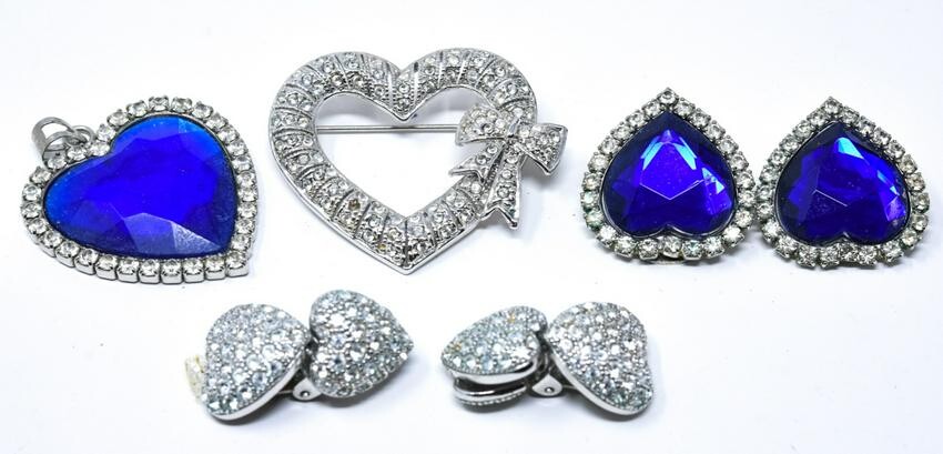 Collection Heart Shape Rhinestone Costume Jewelry