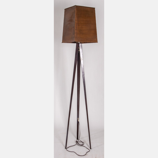 Contemporary Metal and Copper Floor Lamp