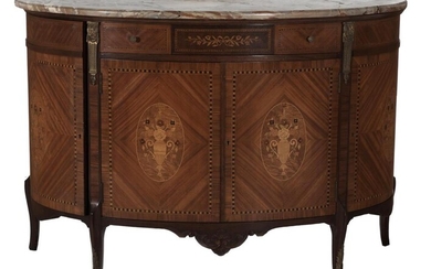 Continental Marquetry Inlaid Kingwood Commode