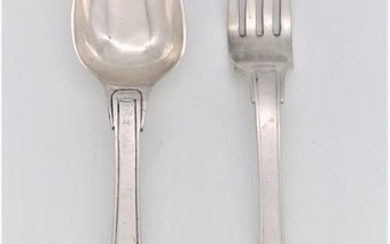 Cutlery set (2) - .750 silver, .800 silver - Italy - nineteenth century