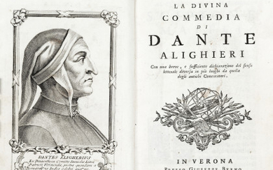 DANTE ALIGHIERI (1265-1321) - La Divina Commedia. Verona: Berno, 1749. Copy in contemporary binding of this edition of the Comedy...