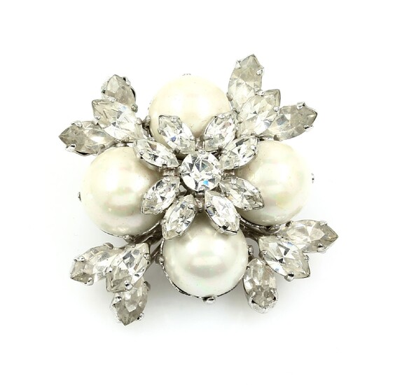 DIOR brooch with rhinestones , 1960, signed with...