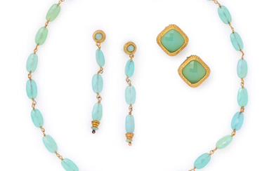 DOMINIQUE COHEN, YELLOW GOLD AND CHALCEDONY NECKLACE