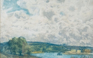 D'après Alfred SISLEY, Bords de Seine, héliogravure, 35 x 41 cm