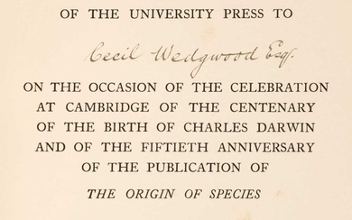 Darwin (Francis). The Foundations of the Origin of Species, 1909