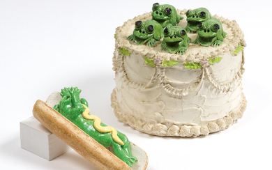 David Gilhooly: Frog Wedding Cake; Frogfood Hotdog (2)