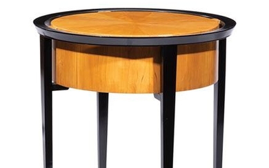 David Wider Ebony and Pearwood Drum Table