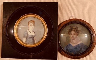 Deux miniatures rondes représentant des portraits... - Lot 49 - L'Huillier & Associés