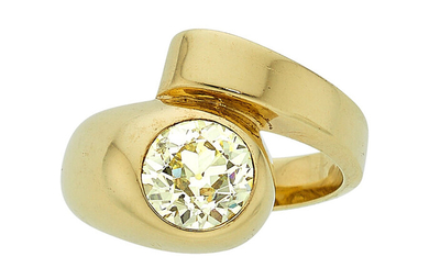 Diamond, Gold Ring Stones: European-cut diamond weighing approximately 1.70...