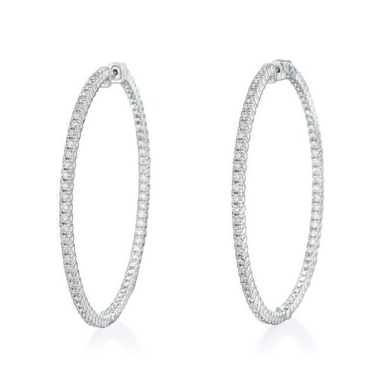 Diamond Inside-Out Hoop Earrings, 2-1/4" Diameter