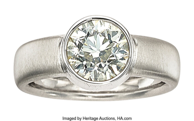 Diamond, White Gold Ring Stone: Round brilliant-cut diamond weighing...