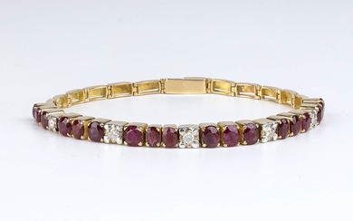Diamonds and rubies gold bracelet 18k white gold, set...