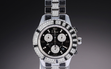 Dior 'Crystal'. Large ladies' watch in steel with numerous diamonds, 2000s