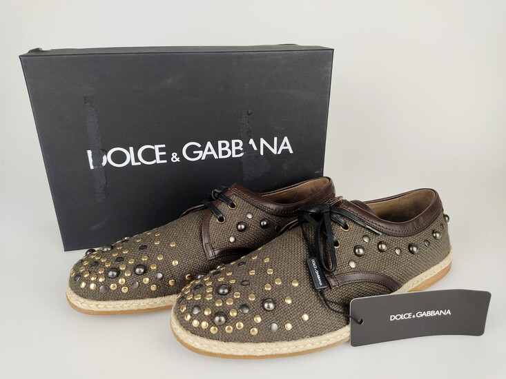 Dolce & Gabbana linen shoe with studs 43 EU