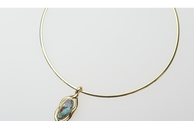 Doublet opal pendant necklace, the irregular shaped opal wit...