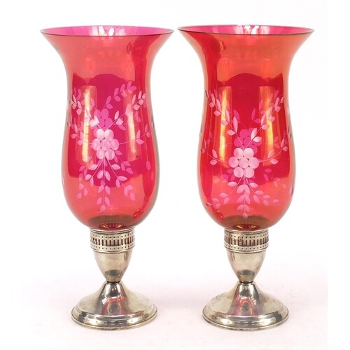 Duchin Creation, pair of sterling silver candleholders with ...