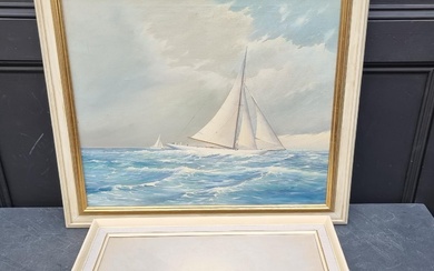 E A Woods, a yacht, signed, oil on canvas, 49 x 59.5cm; toge...