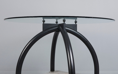 ETTORE SOTTSASS (1917-2007). Knoll, table, model 'Spider', steel tube, plastic, glass, designed in the 1980s.