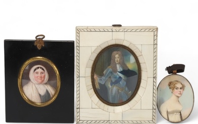 Early 19th century miniature watercolour portrait of a young...