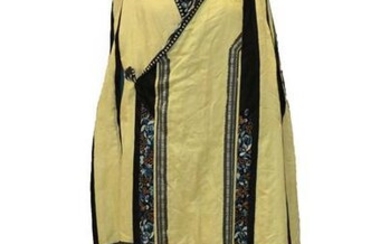 Early 20th Century Chinese Yellow Silk Brocade Cape with black...