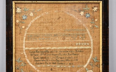 Early Needlework Sampler, Hale Family Genealogy