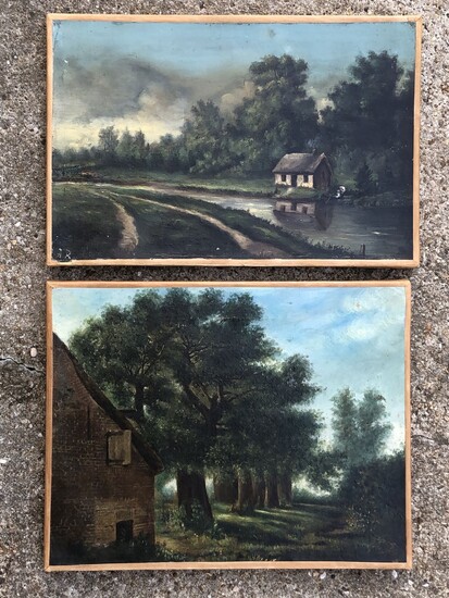 Ecole du XIXe siècle "Paysages" Deux huiles... - Lot 149 - Art Richelieu - Castor Hara