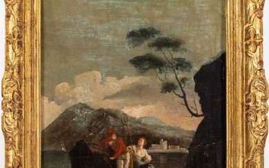 Ecole italienne du XVIII ème, copie d'après Joseph VERNET (1714-1789) Couple de pêcheurs