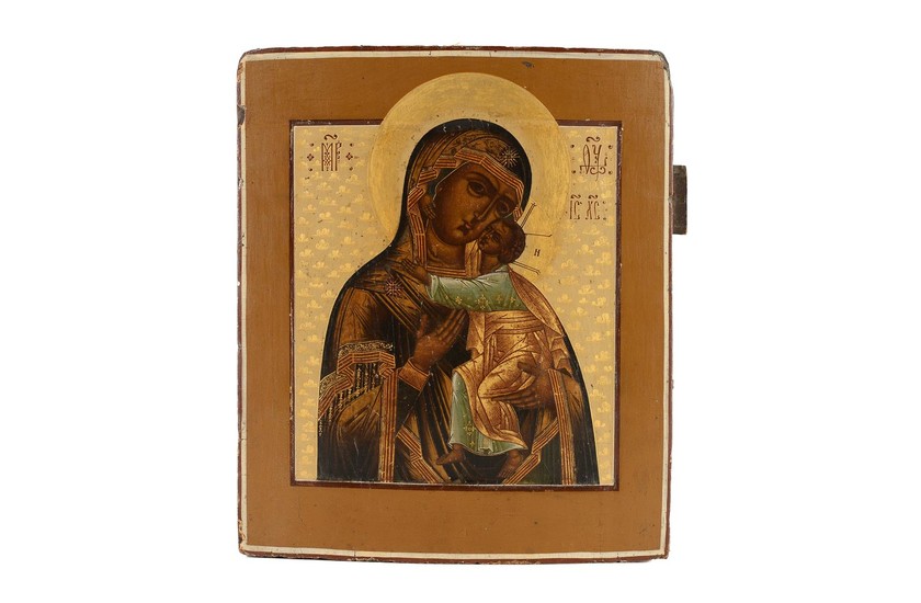 (-), Een houten ikoon met voorstelling van Moeder...