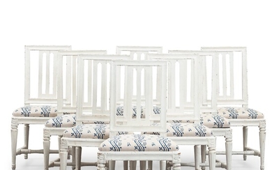 Eight Gustavian chairs by L Söderholm.