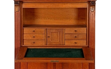 (-), Oak flap desk, approx. 1920, 155 cm...