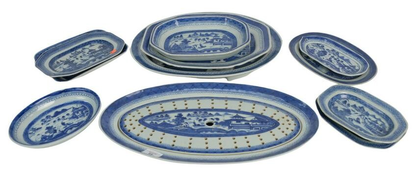 Eleven Piece Lot of Canton to include fish trays with