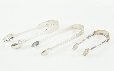 English and Dutch silver tongs. 1) English sterling