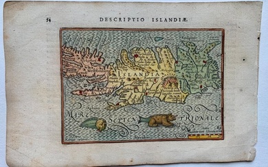 Europe, Map - Iceland; P. Bertius - Descriptio Islandiae - 1601-1620