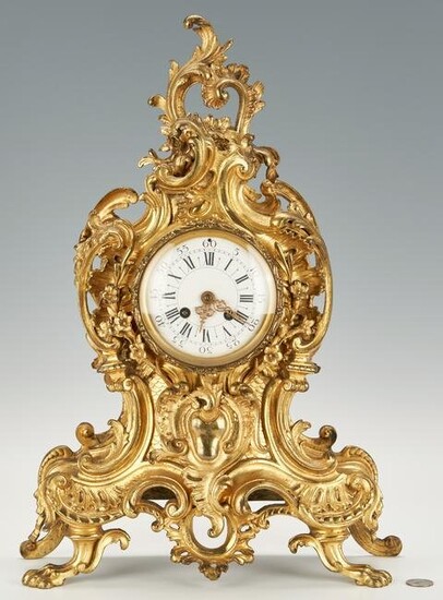 European Louis XV Style Gilt Bronze Mantle Clock