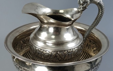 Ewer and basin - .800 silver - Portugal - Early 19th century