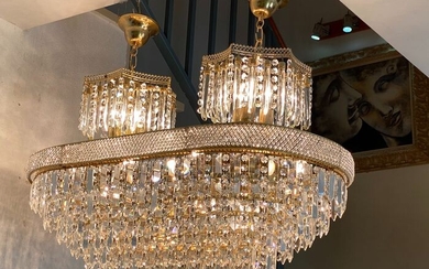 Exclusiva Lámpara de Diseño con Cristales Swarovski y Murano - Chapado en Oro 24 kilates - 16Focos - Ceiling lamp (1)