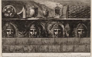 F. PIRANESI (*1758) after PIRANESI (*1720), Fragments from the tomb of Mamia, Pompeii, 1805, Etchin