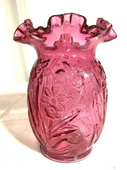 FENTON Depression Glass Cranberry Glass Vase