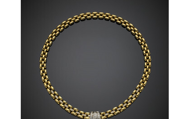 FIPA Yellow gold modular chain necklace accented with diamonds, white gold clasp, in all ct. 0.30 circa, g 81.39, length…Read more