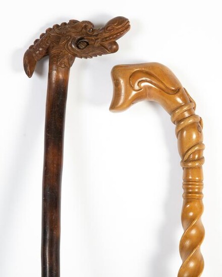 FOLK STYLE CARVED CANES (2)